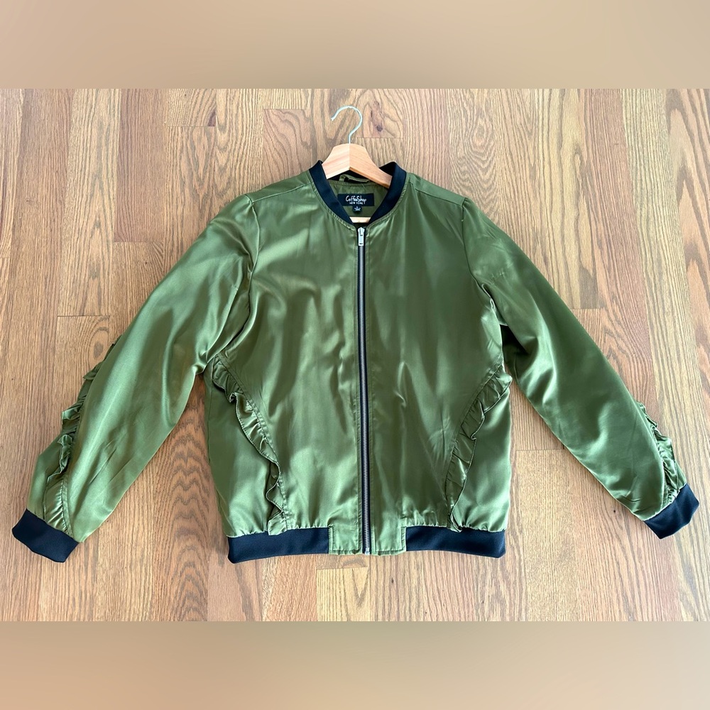 Coffee Shop Satin Bomber Jacket Like New